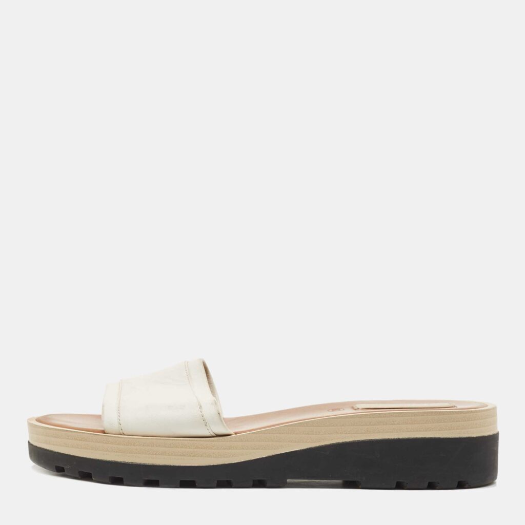luxury-women-see-by-chloe-used-shoes-p842898-003 See by Chloe White Leather Slides Size 38
