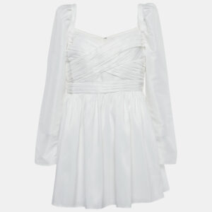 Self-Portrait White Taffeta Pleated Mini Dress M