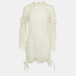 Self-Portrait Ivory Crochet High Neck Tunic M