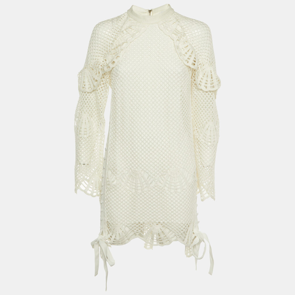 luxury-women-self-portrait-new-clothes-p1148566-001 Self-Portrait Ivory Crochet High Neck Tunic M