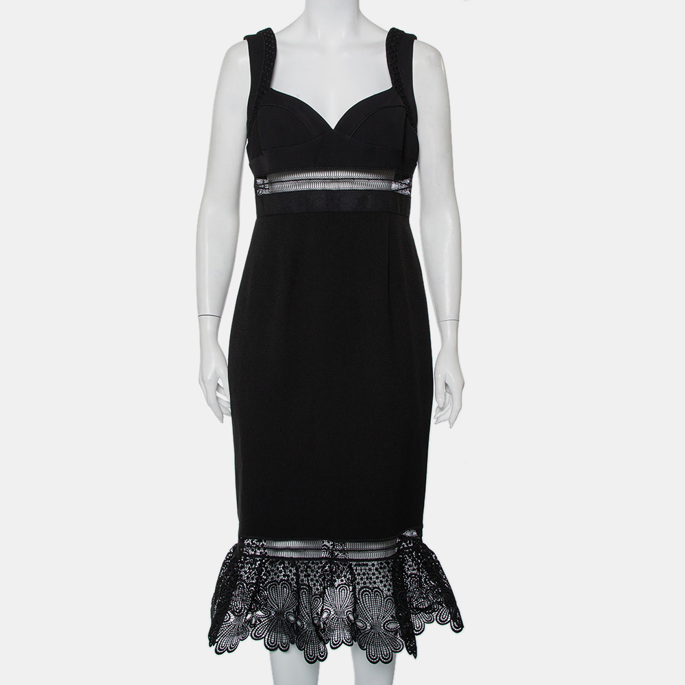 luxury-women-self-portrait-new-clothes-p421008-012 Self-Portrait Black Crepe Lace Trim Detail Olivia Midi Dress L