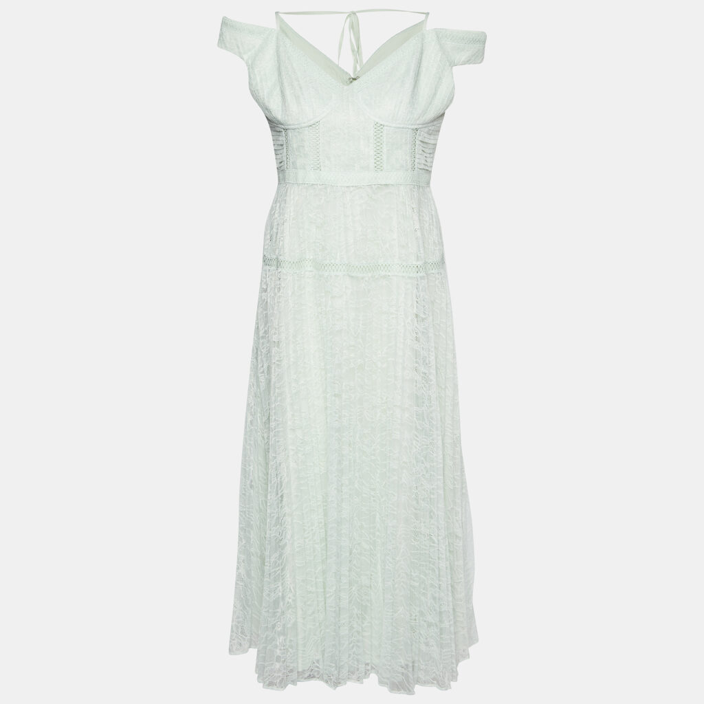 luxury-women-self-portrait-new-clothes-p901718-001 Self-Portrait Mint Green Lace Off Shoulder Midi Dress L