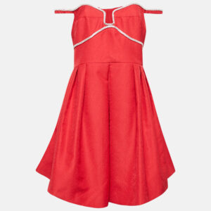 Self-Portrait Red Textured Crepe Diamante Detail Mini Dress L