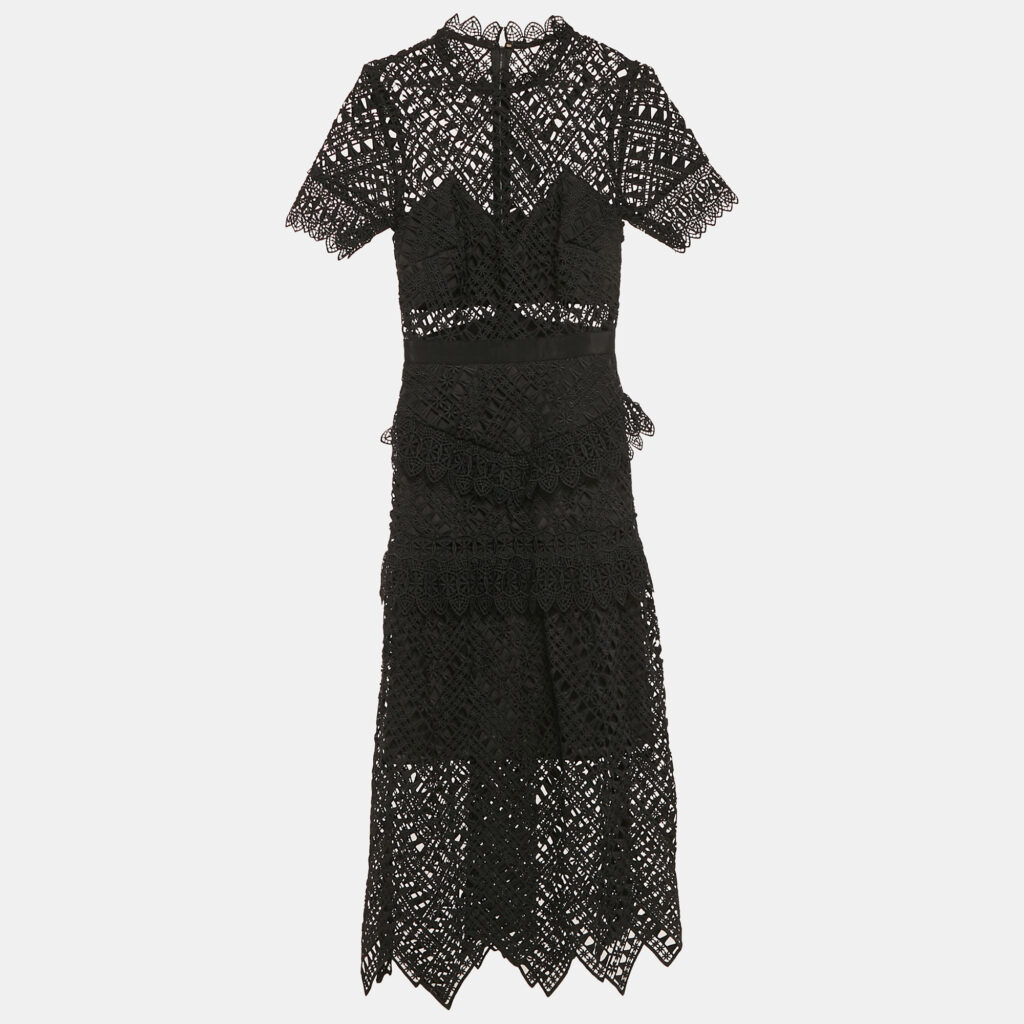luxury-women-self-portrait-used-clothes-p1154061-006 Self-Portrait Black Triangle Lace Tiered Midi Dress S