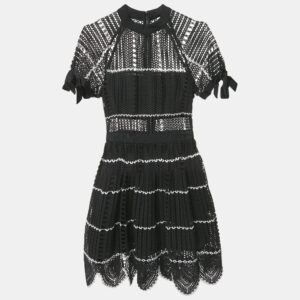 Self-Portrait Black Lace Mini Dress S