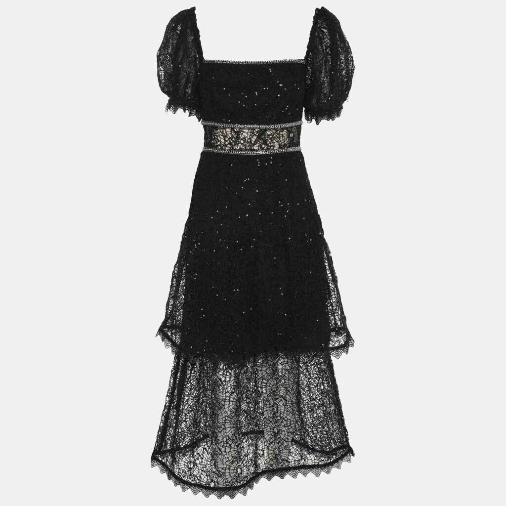 luxury-women-self-portrait-used-clothes-p1160001-005 Self Portrait Black Sequin Circle Lace Midi Dress M