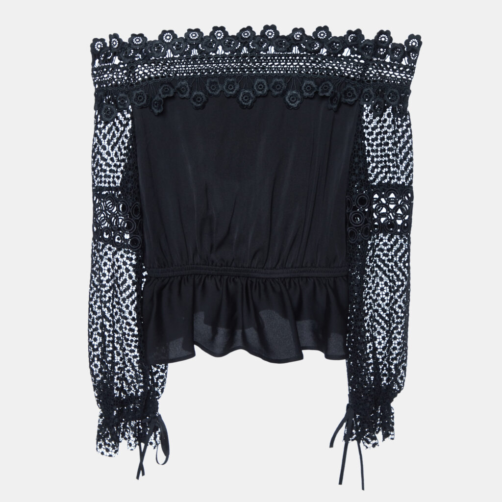 luxury-women-self-portrait-used-clothes-p998853-003 Self-Portrait Black Crepe & Lace Off-Shoulder Top S