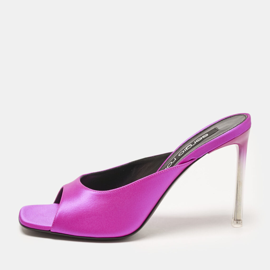 luxury-women-sergio-rossi-new-shoes-p1116573-003 Sergio Rossi Magenta Satin Slide Sandals Size 40