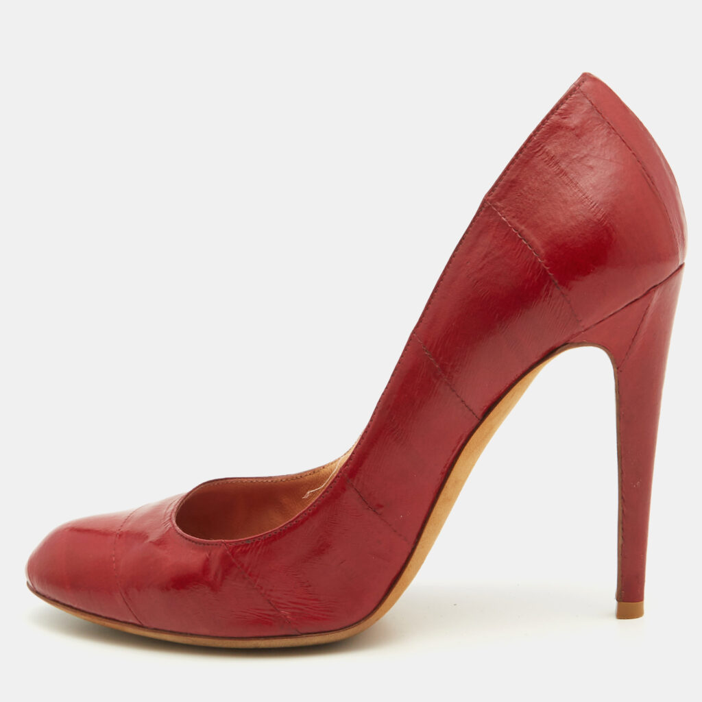 luxury-women-sergio-rossi-used-shoes-p1068617-001 Sergio Rossi Red Eel Leather Pumps Size 40