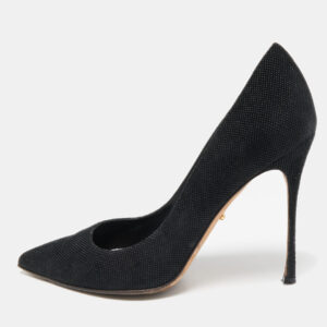 Sergio Rossi Black Canvas Pointed Toe Pumps Size 36
