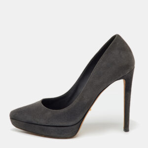 Sergio Rossi Dark Grey Suede Pointed Toe Platform Pumps Size 36.5