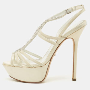 Louis Vuitton Pink Leather Ankle Strap Wedge Sandals Size 36