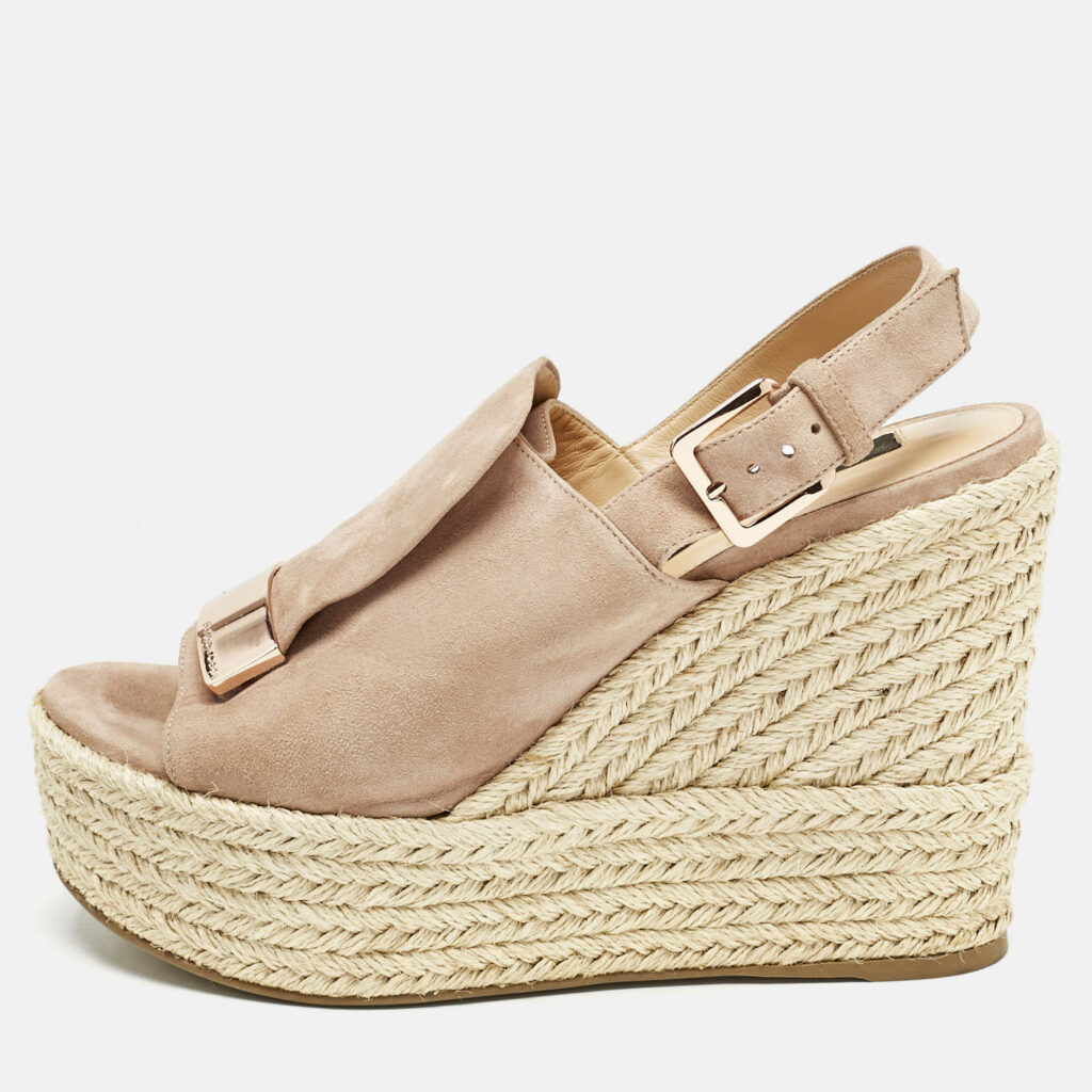 luxury-women-sergio-rossi-used-shoes-p1157850-010 Sergio Rossi Dusty Pink Suede Espadrille Platform Wedge Sandals Size 40
