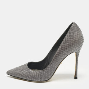 Sergio Rossi Grey Python Leather Pointed Toe Pumps Size 35