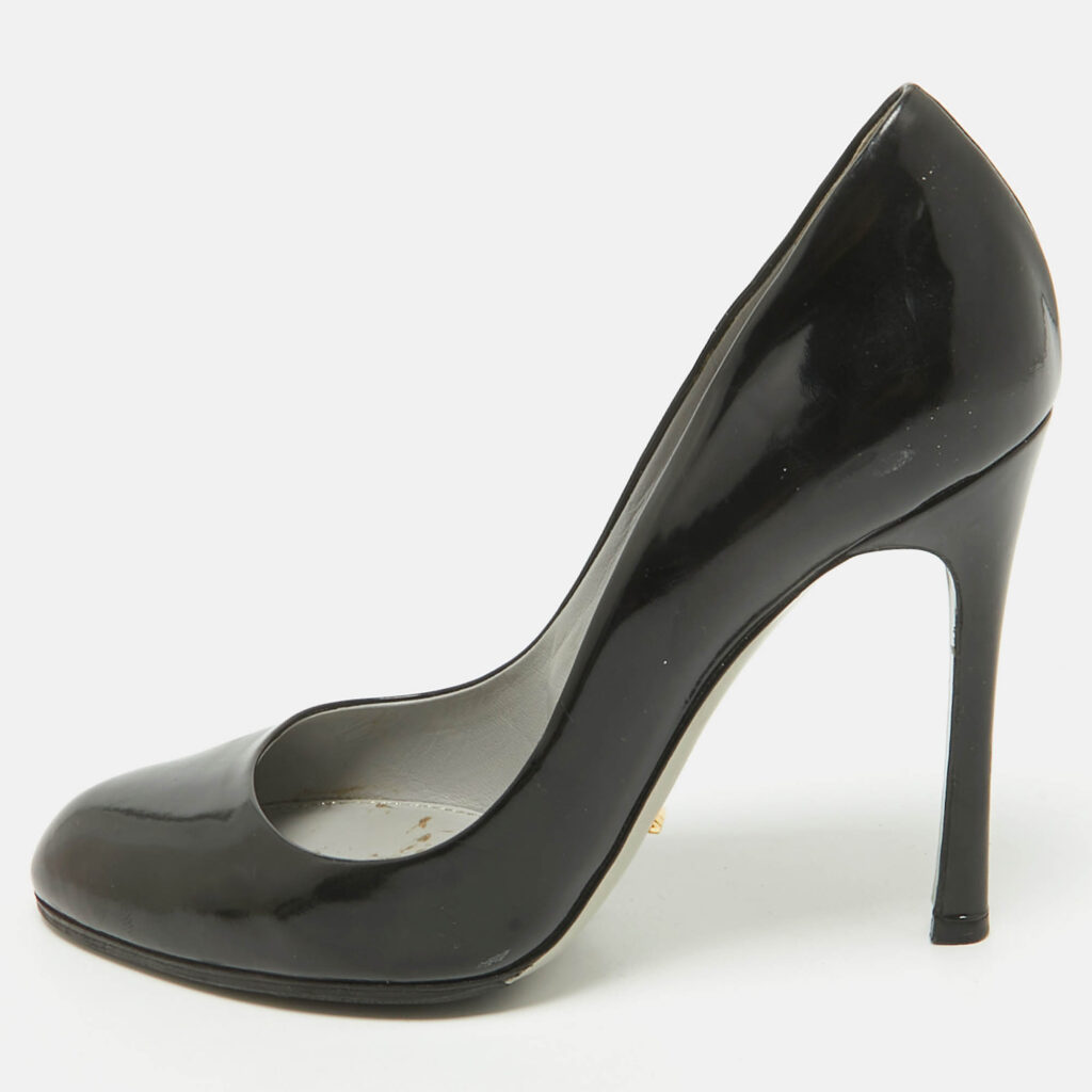 luxury-women-sergio-rossi-used-shoes-p1160011-010 Sergio Rossi Black Patent Leather Round Toe Pumps Size 40