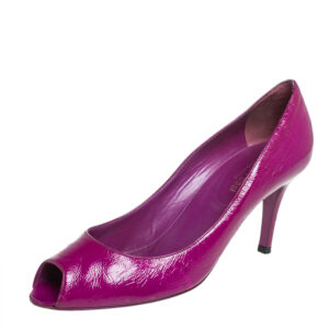 Sergio Rossi Purple Leather Peep Toe Pumps Size 38.5