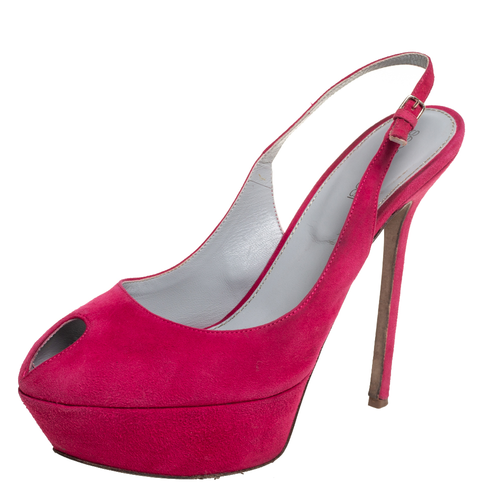 luxury-women-sergio-rossi-used-shoes-p429846-007 Sergio Rossi Pink Suede Cachet Peep Toe Platform Slingback Sandals Size 39