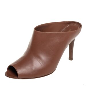 Sergio Rossi Brown Leather Mule Sandals Size 36.5