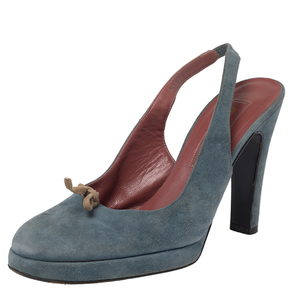 luxury-women-sergio-rossi-used-shoes-p465246-004 Sergio Rossi Blue Suede Slingback Sandals Size 37
