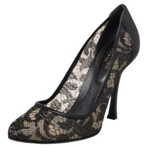 Sergio Rossi Black Lace And Leather Pumps Size 39