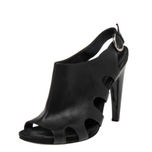 Sergio Rossi Black Leather Slingback Peep Toe Platform Sandals Size 38.5