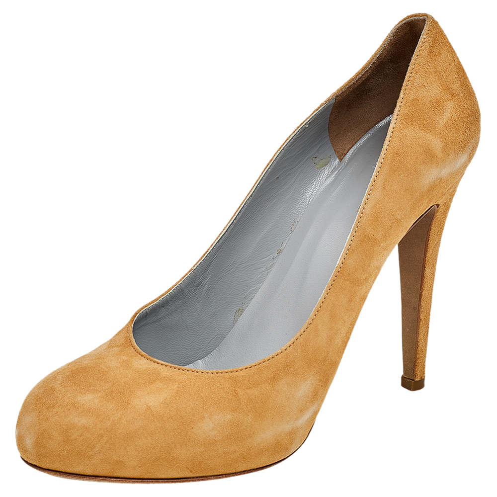 luxury-women-sergio-rossi-used-shoes-p564004-008-2 Sergio Rossi Beige Suede Pumps Size 40.5