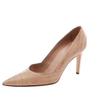 Sergio Rossi Beige Leather Pointed Toe Pumps Size 37