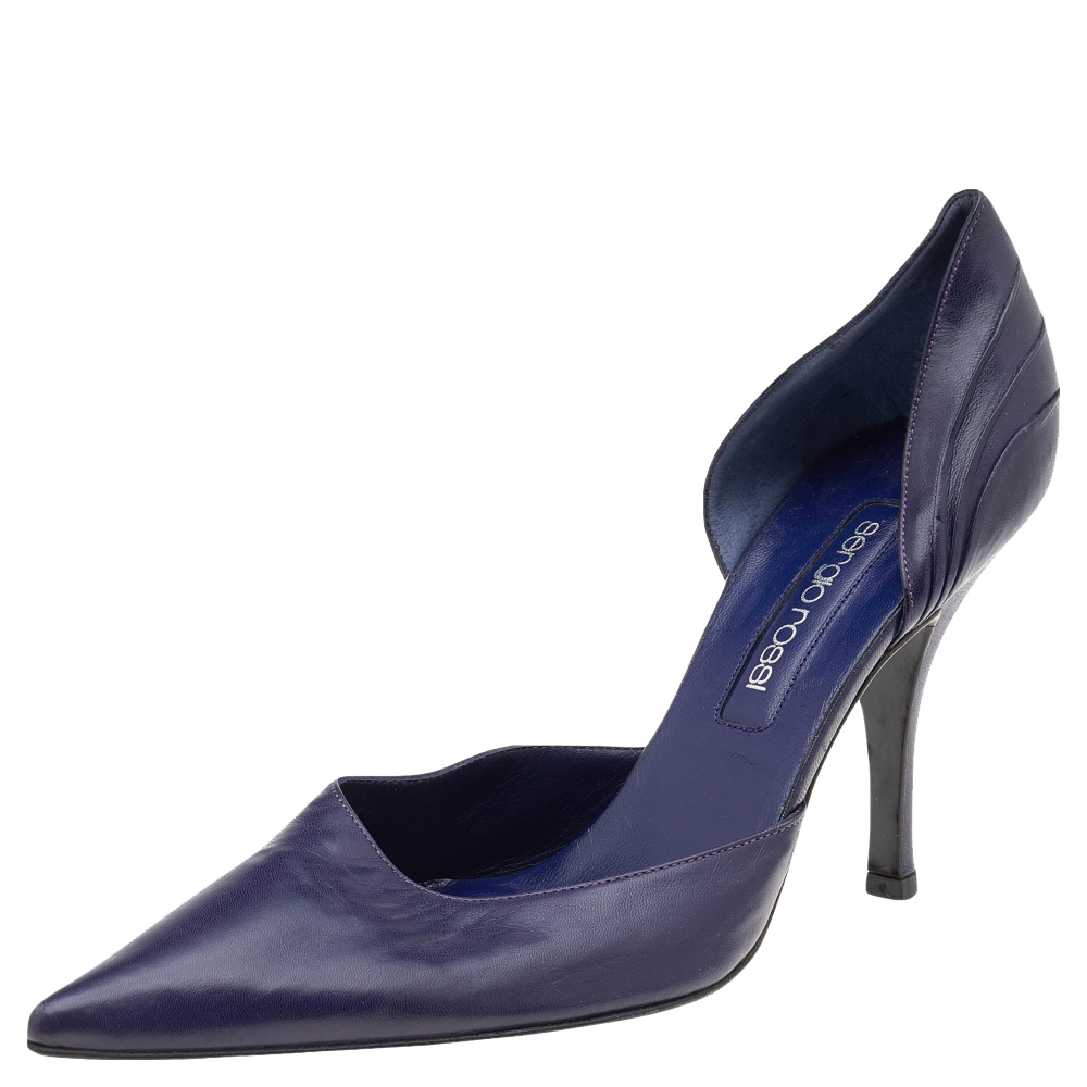 luxury-women-sergio-rossi-used-shoes-p596562-003 Sergio Rossi Purple Leather Pointed Toe Pumps Size 40