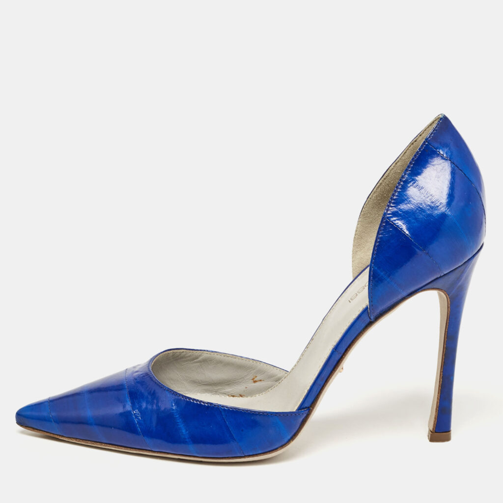 luxury-women-sergio-rossi-used-shoes-p935774-010 Sergio Rossi Blue Eel D'orsay Pumps Size 38