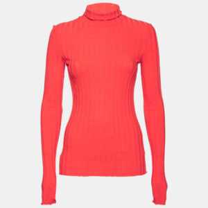 Simon Miller Orange Rib Knit Long Sleeve Turtle Neck Sweater L