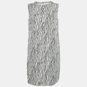 S'Max Mara White Printed Cotton Blend Sleeveless Short Dress S