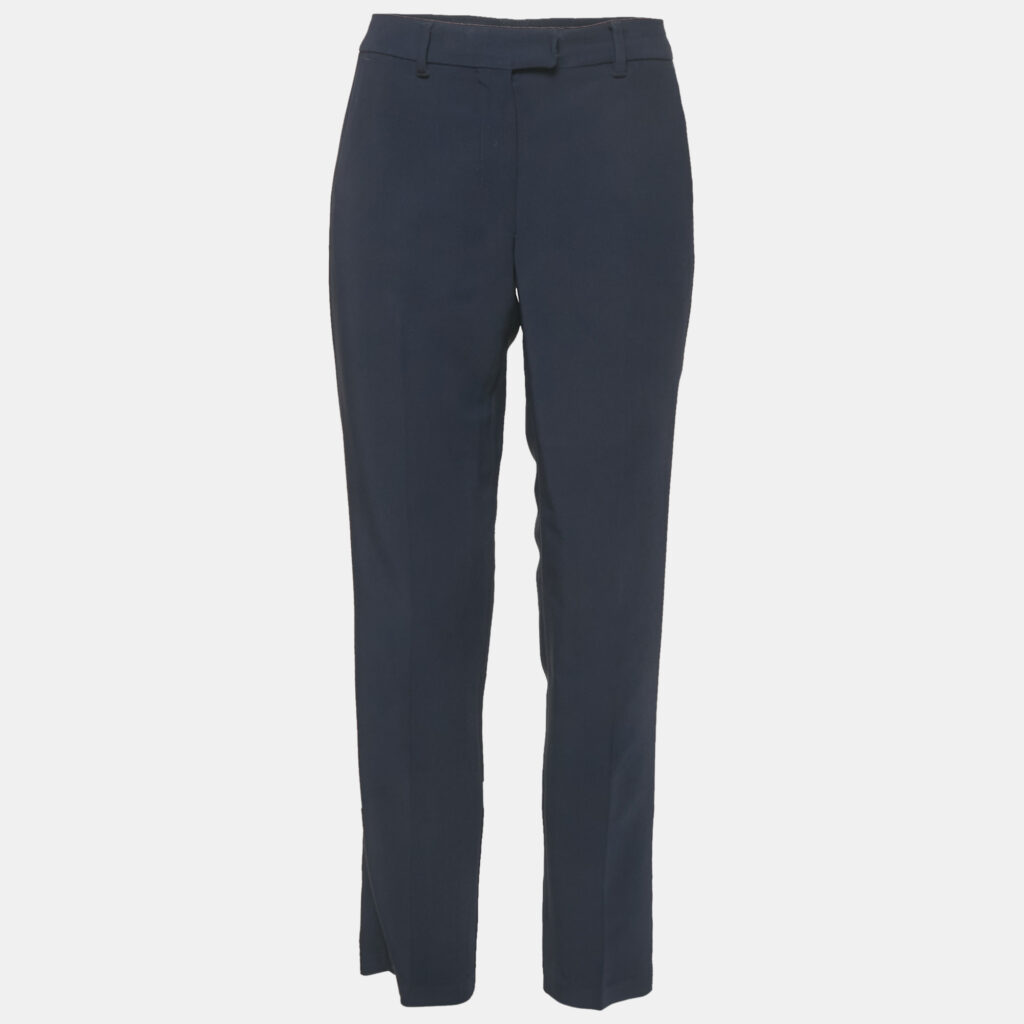 luxury-women-smax-mara-used-clothes-p1160461-006 S'Max Mara Navy Blue Crepe Trousers M