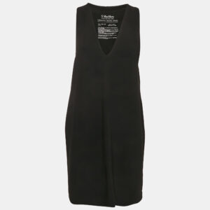 S'Max Mara Black Crepe V-Neck Sleeveless Mini Dress M