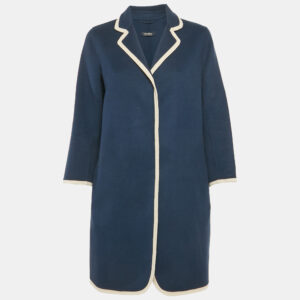 S'Max Mara Navy Blue Wool Button Front Long Coat L