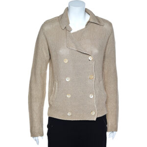 S'Max Mara Cream Linen Knit Double Breasted Blazer M
