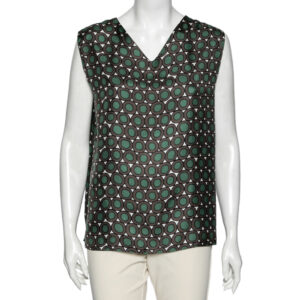 S'Max Mara Pink & Grey Printed Silk Sleeveless Top M