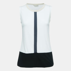 S'Max Mara White Cotton Knit Sleeveless Top M