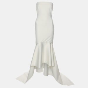 Solace London Cream Satin Blend Kerama Long Dress S