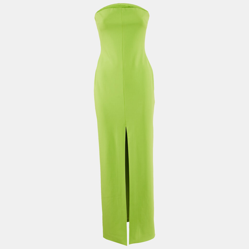 Solace London Lime Green Crepe Strapless Maxi Dress M