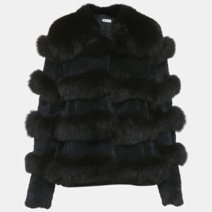 Sonia Rykiel Black Fur Button Front Coat M