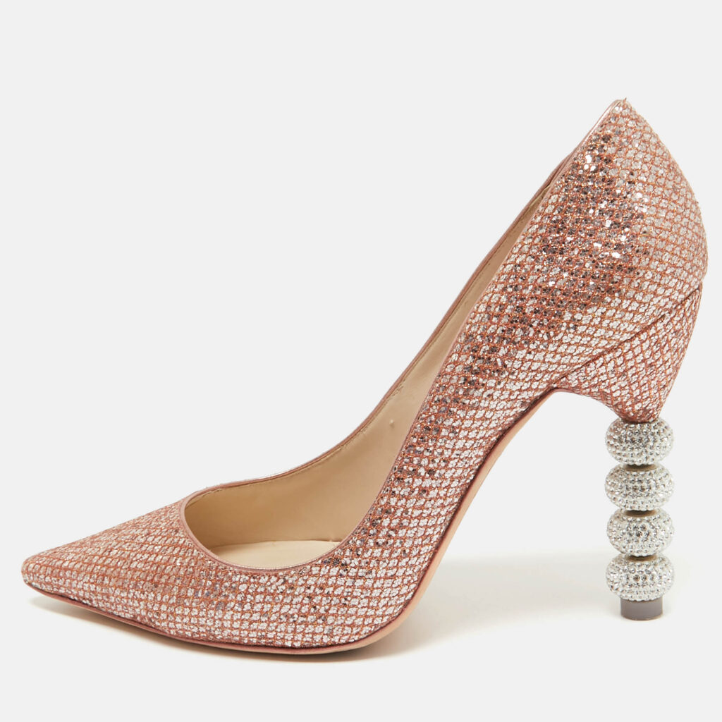 luxury-women-sophia-webster-used-shoes-p1036055-001 Sophia Webster Metallic Glitter Coco Crystal Pumps Size 41