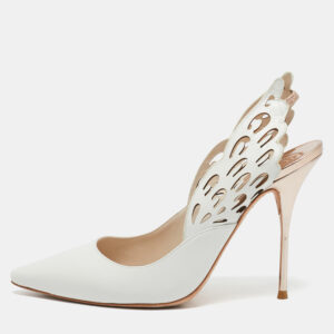 Sophia Webster White Leather Angelo Pointed Toe Slingback Pumps Size 40