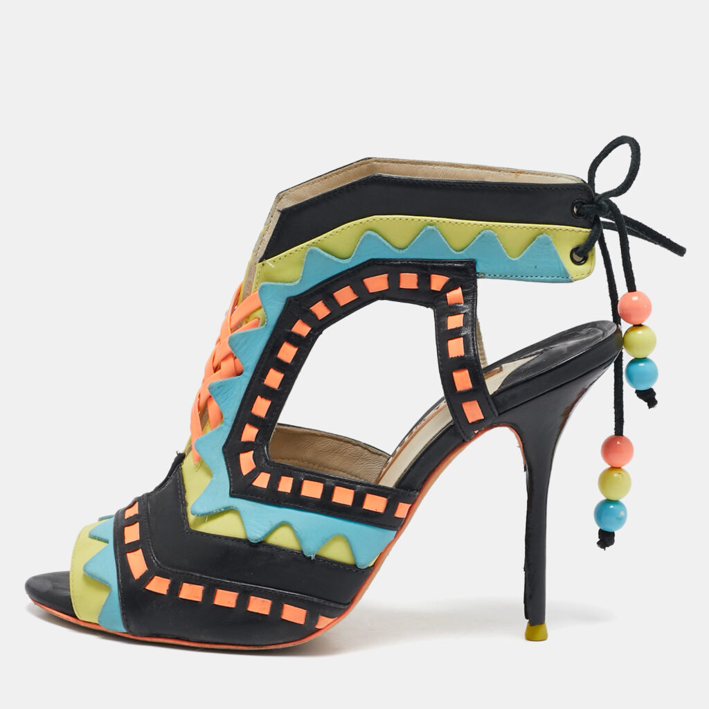 Sophia Webster Multicolor Leather Riko Cut Out Sandals Size 38