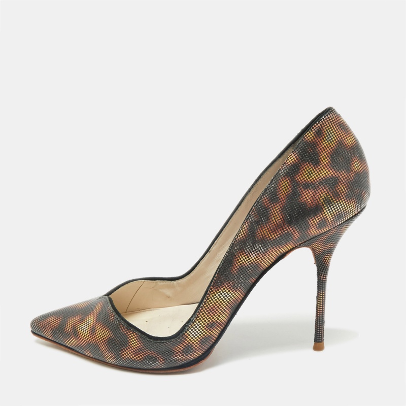 luxury-women-sophia-webster-used-shoes-p1167846-1749717542-009 Sophia Webster Brown Printed Leather Izzy Pumps Size 37