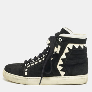 Sophia Webster Monochrome Suede and Patent Leather Riko High Top Sneakers Size 38