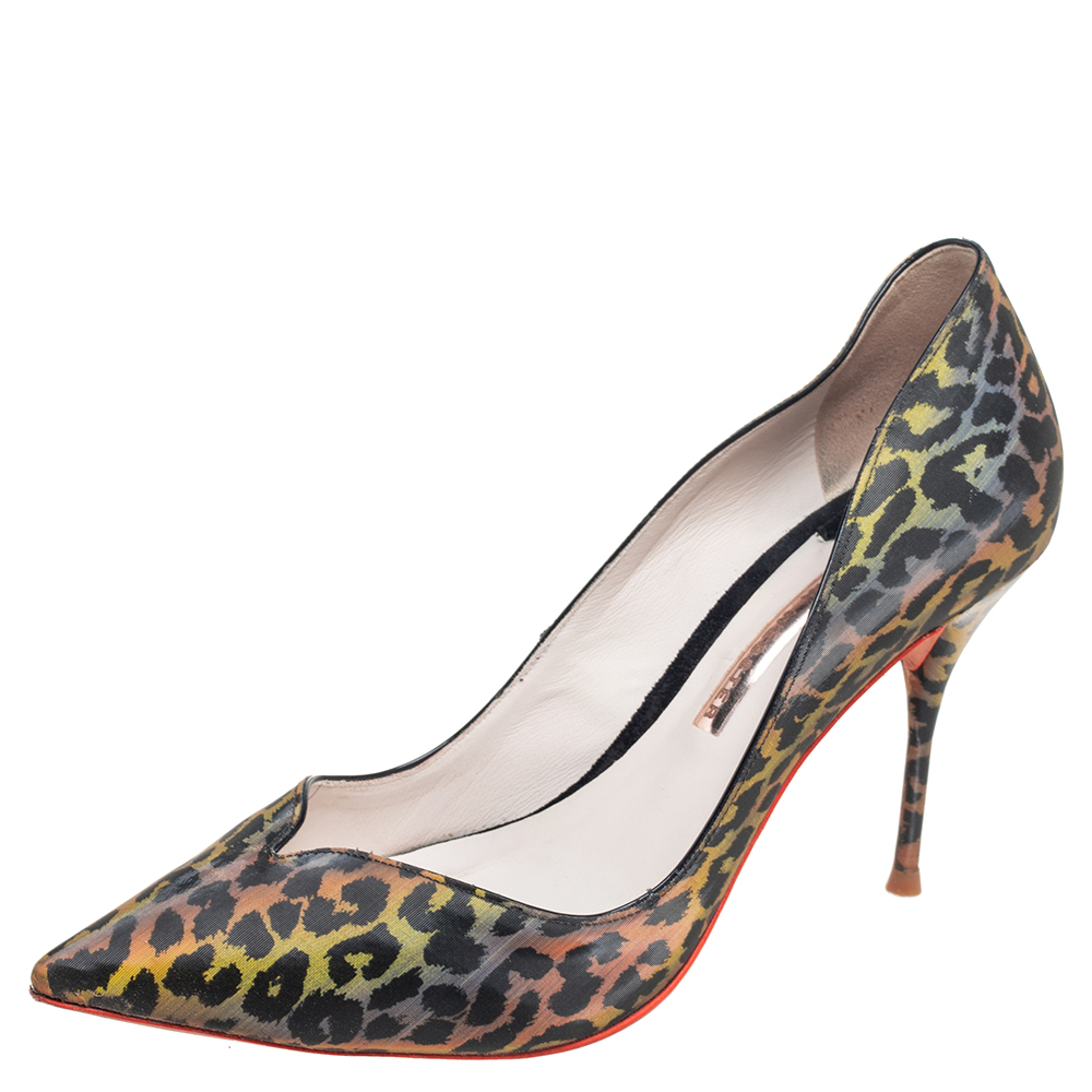 luxury-women-sophia-webster-used-shoes-p517110-002-2 Sophia Webster Multicolor Holographic Leopard Print PVC Izzy Pumps Size 38