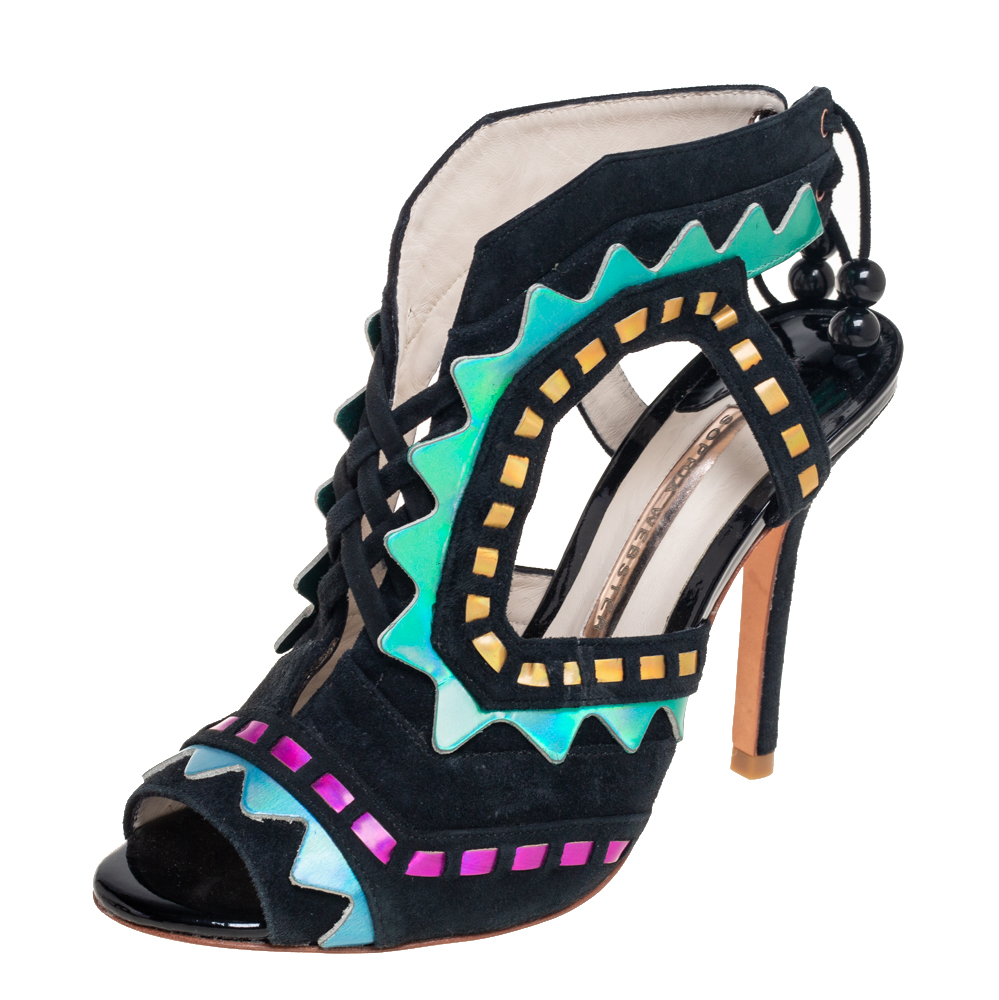 luxury-women-sophia-webster-used-shoes-p616774-003-2 Sophia Webster Multicolor Suede And Leather Riko Cutout Sandals Size 37