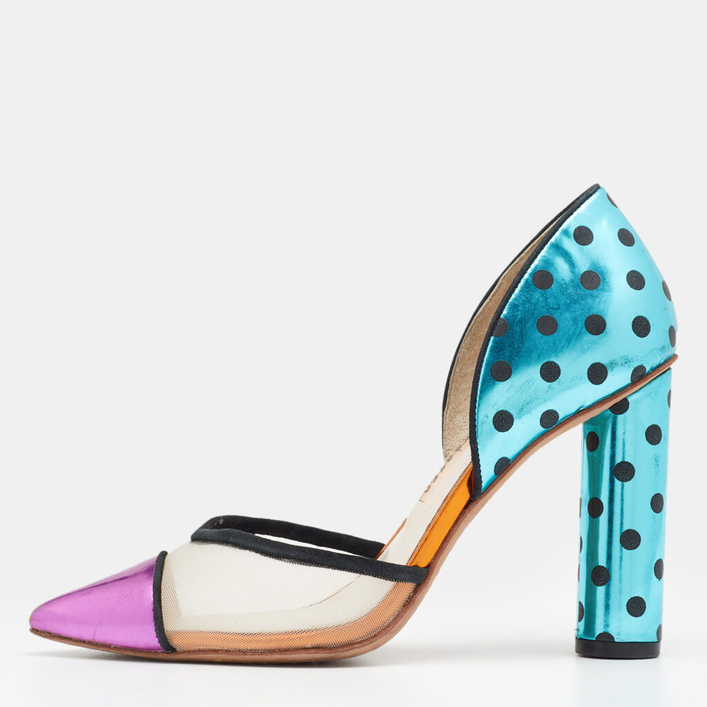 luxury-women-sophia-webster-used-shoes-p660700-001-1 Sophia Webster Multicolor Leather And Mesh Jessica D'Orsay Pumps Size 37