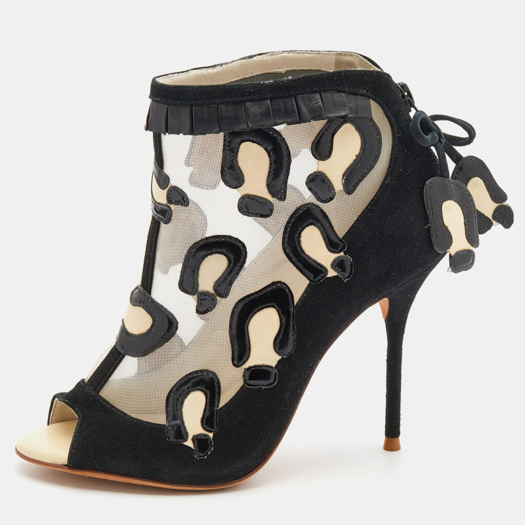 luxury-women-sophia-webster-used-shoes-p742388-005 Sophia Webster Black Mesh and Suede Felice Booties Size 36