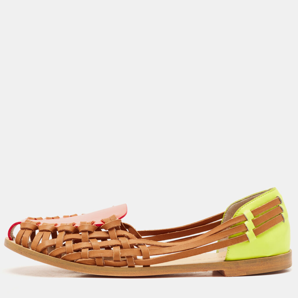luxury-women-sophia-webster-used-shoes-p824187-004 Sophia Webster Multicolor Woven Leather and Patent Loafers Size 36